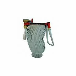 Moon American Fire Hose Pin Rack Unit - 1-1/2 In. X 75 Ft Hose - Plastic Nozzle - Steel - Red