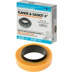 Black Swan Jumbo Flange/Gasket, 4" w/1/4"x2-1/4" Brass Plated Bolt Kit,Plastic StandUp Washers,12226 - Pkg Qty 24