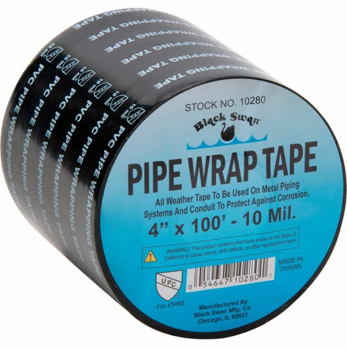Black Swan Pipe Wrap Tape , 4" x 100' - 10 mil - Pkg Qty 12