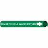 Precoiled and Strap-on Pipe Marker - Domestic Cold Water Return